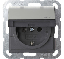 Gira S-55 Сталь Розетка с/з с крышкой