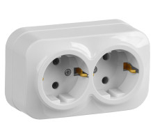 IEK GLORY РС22-3-ХБ Розет. 2-ая с з/к о/у 16А GLORY белый