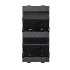 Simon Connect Графит Плата наклонная со шторками на 2 модуля MD (RJ45, оптоволокно), Cima-модуль 52x108мм