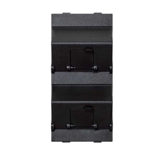 Simon Плата наклонная со шторками на 2 модуля MD (RJ45, оптоволокно), CIMA-модуль 52x108мм, графит