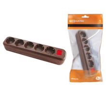 TDM Колодка розеточная 5 гнезд 2П+3 с выключателем16А 250В 