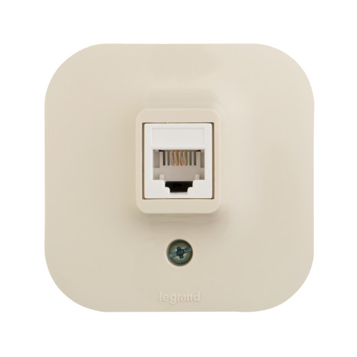 Розетка телефонная RJ11 - Legrand Quteo - IP20 накладной монтаж - слоновая кость