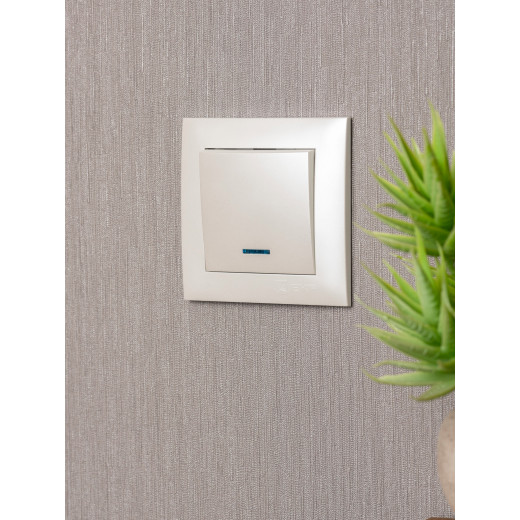 Валенсия лицевая панель выключателя 1-кл. с индикатором 10А жемчуг EKF PROxima