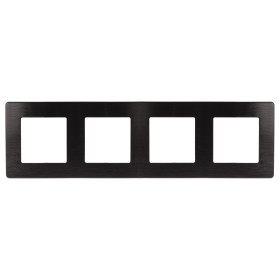 ЭРА Рамка для розеток и выключателей Серия 12 12-5104-06 на 4 поста, Сатин, чёрный