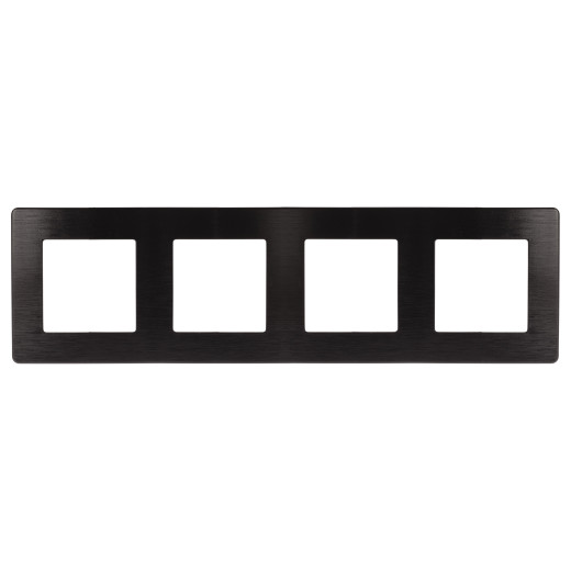 Рамка для розеток и выключателей ЭРА Серия 12 12-5104-06 на 4 поста, Сатин, чёрный