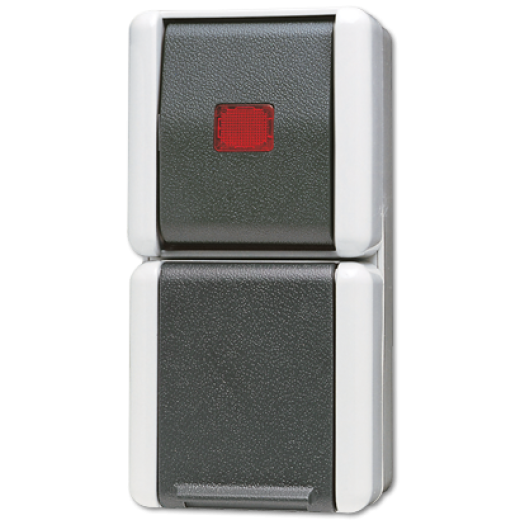 Комбинация - розетка и контрольный выключатель, для накладного монтажа IP44