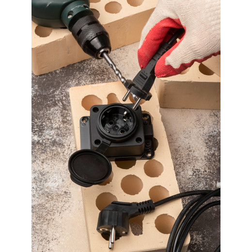 Роз. (колодка) одномест. с защит. крышкой каучуковая 230В 2P+PE 16A IP44 EKF Марс