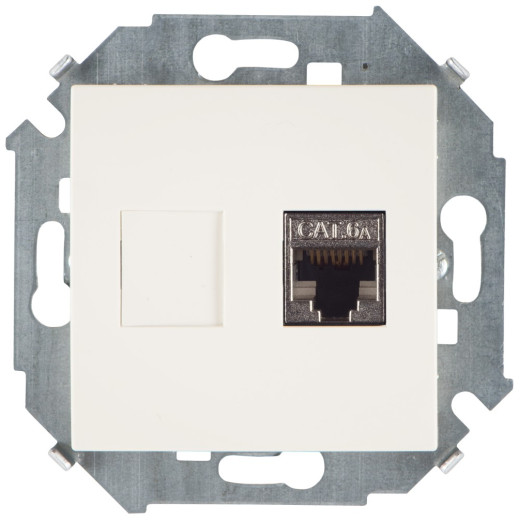 Розетка компьютерная RJ45 кат.6A (АМР, FTP), слоновая кость