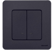 Legrand/Daccord INSPIRIA Антрацит Выключатель двухклавишный с подсветкой/индикацией 10 AX - 250 В.