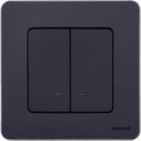 Legrand/Daccord INSPIRIA Антрацит Выключатель двухклавишный с подсветкой/индикацией 10 AX - 250 В.
