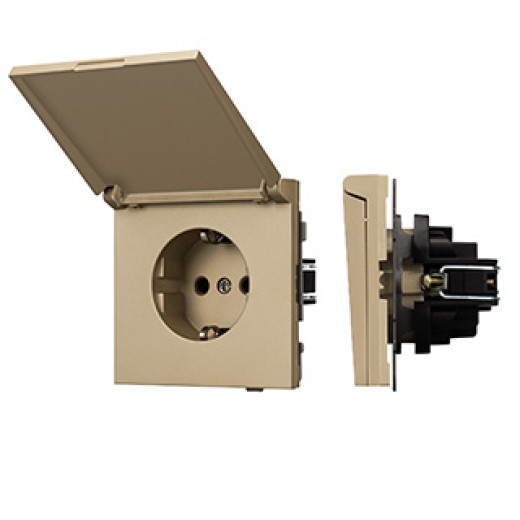 Механизм розетки влагозащищённый SCT-TENDO-MCP-SFPL-GD (230V, 16A) (Arlight, Матовый песочный)