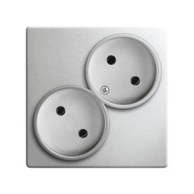 Simon 24 Алюминий Розетка двойная без заземления 2x2Р 16A 250В~