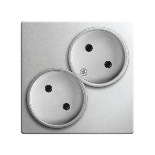 Simon 24 алюминий Розетка двойная без заземления 2x2Р 16A 250В~  Harmonie