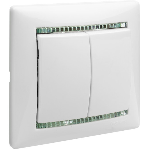 Выключатель двухклавишный - Legrand Valena - 10А 250В схема 5 безвинтовые зажимы - белый