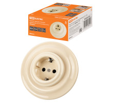 TDM Розетка скрытой установки фарфоровая 2П+З 16А 250В сл. кость «Болонь»