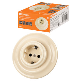 TDM Розетка скрытой установки фарфоровая 2П+З 16А 250В сл. кость «Болонь»