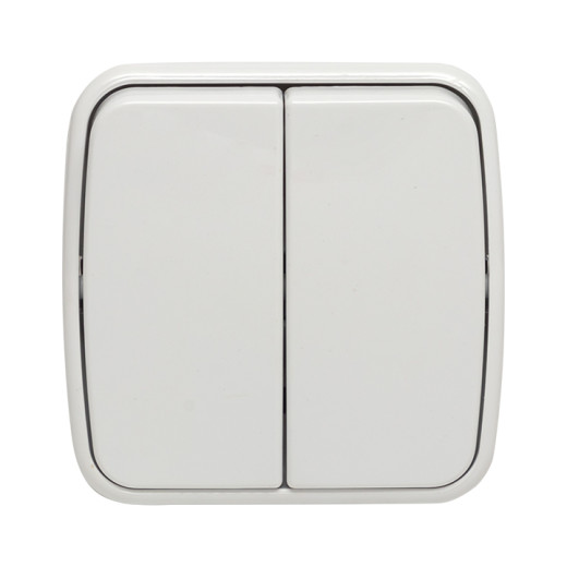 Минск Выключатель 2-клавишный ОП 10А белый EKF Basic