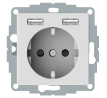 Schneider Electric Merten SM Aquain  Бел Актив Розетка Schuko с 2 USB c зарядным устройством 2,4 A