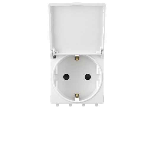 Розетка с крышкой модульная, 2P+E, с з/ш, Avanti, белое облако, 2 модуля