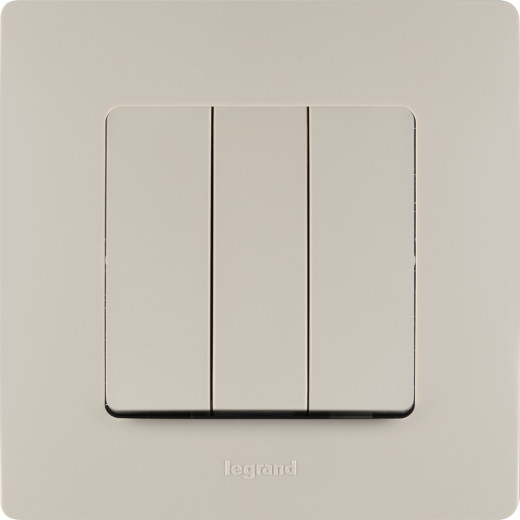 Выключатель трёхклавишный - Legrand Etika - 10А 250В винтовые зажимы - слоновая кость
