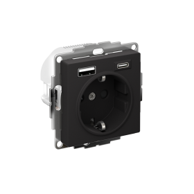 Systeme Electric AtlasDesign Карбон Розетка 16А с USB A+C (5В/2,4А/3 А, 2х5В/1,5А), мех
