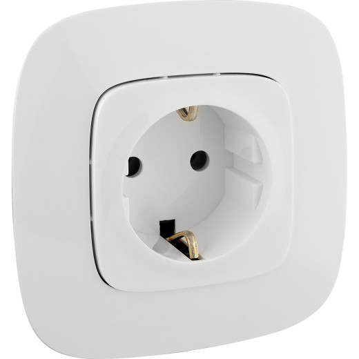 Valena ALLURE.Силовая розетка 2К+З 16А 250В с лицевой панелью.Безвинтовые зажимы.Белая
