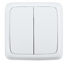 Hegel Альфа наруж Белый ВА10-153 Выключатель 2-клавишный с изол. пластиной