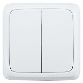 Hegel Альфа наруж Белый ВА10-153 Выключатель 2-клавишный с изол. пластиной