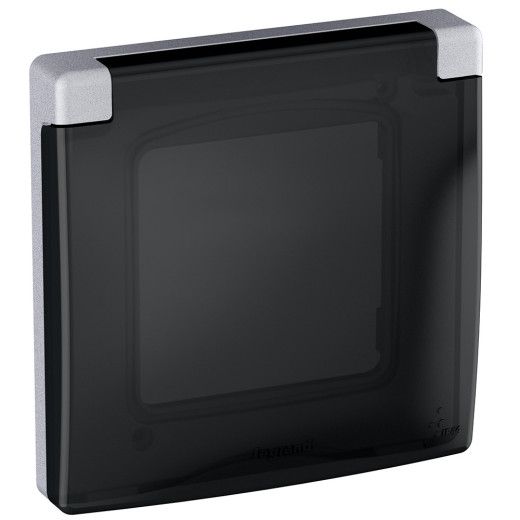 Рамка с защитной крышкой IP44 - Legrand Inspiria - алюминий