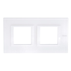 BT Axolute Белое стекло Рамка 2+2 мод прямоугольная горизонтальная.