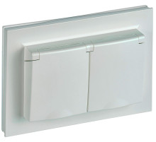 IEK BRITE Жемчуг Розетка 2-м с/з с защ штор и крышк 16А в сборе IP44 РСбш12-3-44-БрЖ