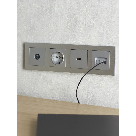 BRITE Рамка 4-мест. РУ-4-1-БрА металл алюм. IEK