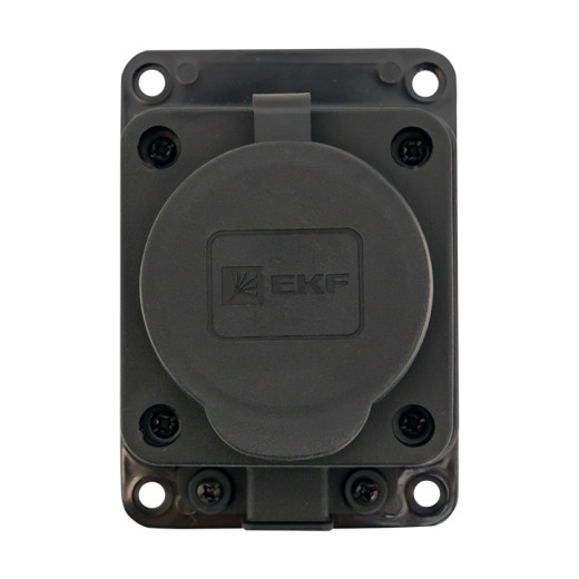 Роз. (колодка) одномест. с защит. крышкой каучуковая 230В 2P+PE 16A IP44 EKF Марс