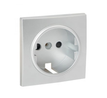 EKF PROxima Валенсия лицевая панель розетки 1-местной с/з 16А сталь с защ. штор..