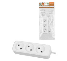 TDM Удлинитель 3 гнезда, 3 метра, б/з, 10 А, 2300 Вт, белый, НАРОДНЫЙ У-32015