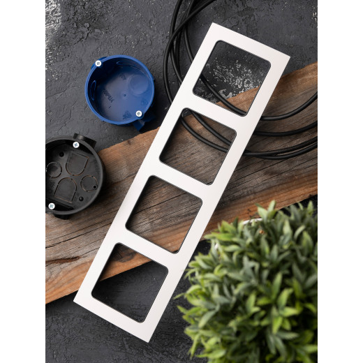 Стокгольм Рамка 4-местная белая с линией цвета черный EKF PROxima