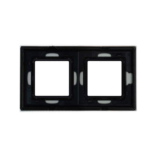 Рамка из натурального стекла 2 поста (4 мод.), Avanti, светло-серая