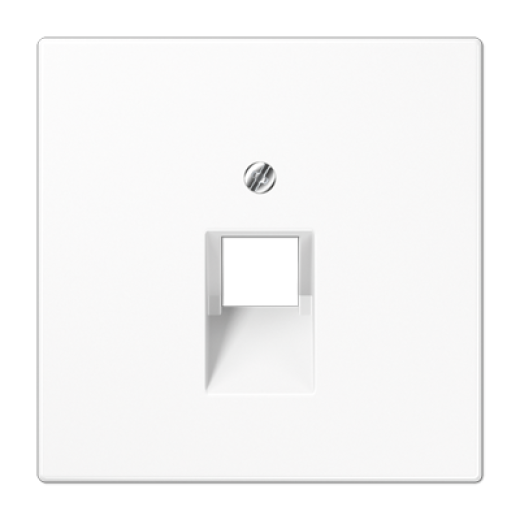 Крышка для одинарных телефонных и компьютерных розеток (UAE), фиксация винтом, термопласт, белый, LS990