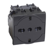 BT LL Антрацит Розетка 2К+З 16А 250в, немецкого/итальянского стандартов, с плоской лицевой панелью.