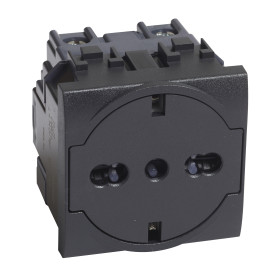 BT LL Антрацит Розетка 2К+З 16А 250в, немецкого/итальянского стандартов, с плоской лицевой панелью.