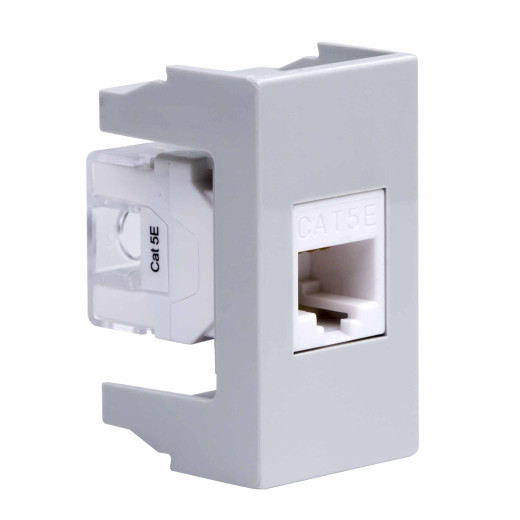 Компьютерная розетка RJ-45, кат. 5е, 8P8C, Viva, серая, 1 модуль