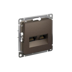 Systeme Electric AtlasDesign Мокко Розетка двойная компьютерная RJ45+RJ45, кат.5E, механизм