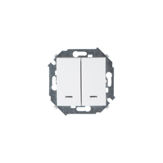 Simon 15 Белый Выключатель 2-кл с подсветкой, 16А, 250В, винт.заж.