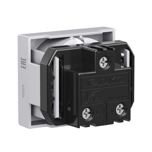 Розетка силовая 2Р+Е, со шторками, Viva, 2 мод., серая