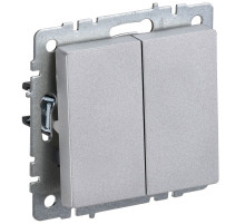IEK BRITE BASE Алюминий Выключ. 2-кл прох 10А ВС10-2-6-БрА