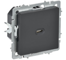 IEK BRITE Роз. USB C 65Вт высокоскор. зар. РЮ12-1-БрГ граф.