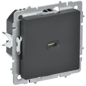 IEK BRITE Роз. USB C 65Вт высокоскор. зар. РЮ12-1-БрГ граф.