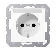 JUNG Штепсельная розетка SCHUKO 16A 250V~ с защитой от детей с полем для надписи термопласт белая