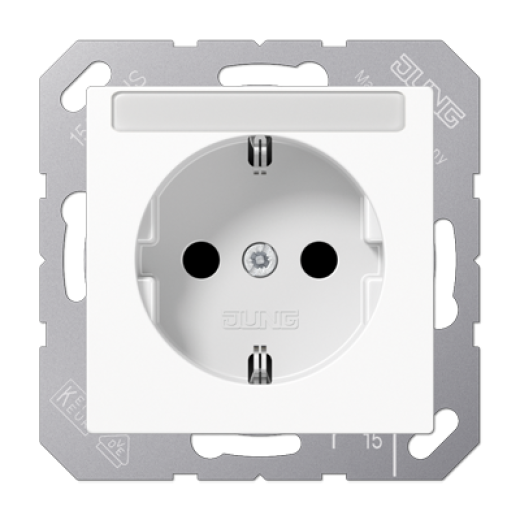 Штепсельная розетка SCHUKO 16A 250V~ с защитой от детей, с полем для надписи, термопласт, белая