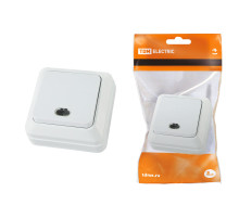 TDM Выключатель 1-кл. открытой установки с подсветкой IP20 10А, белый 